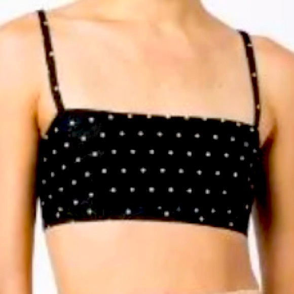 Macgraw Abby Embroidered Black & White Polka-dot Crop Top Size 4 - Picture 2 of 10